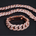 22mm Moissanite Cuban Chain with 18K Rose Gold Over 925 Silver