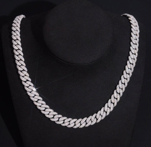 12mm Moissanite Cuban Chain 925 Silver