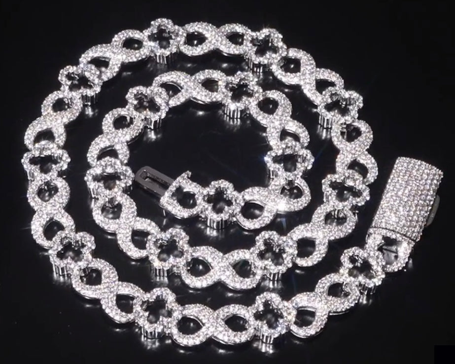 10mm Custom Infinity Link Chain - 925 Silver Rose or White Gold