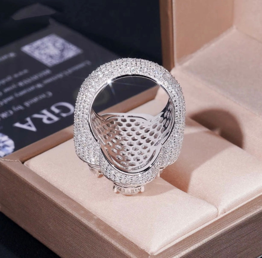 Custom Clover Moissanite Ring - 18K White Gold Over 925 Silver