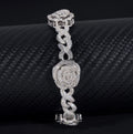 Custom Moissanite Rose Infinity Link Bracelet - 18K White Gold Over 925 Silver