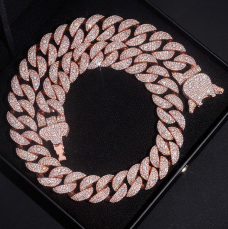 22mm Rose Gold Cuban - 925 Silver