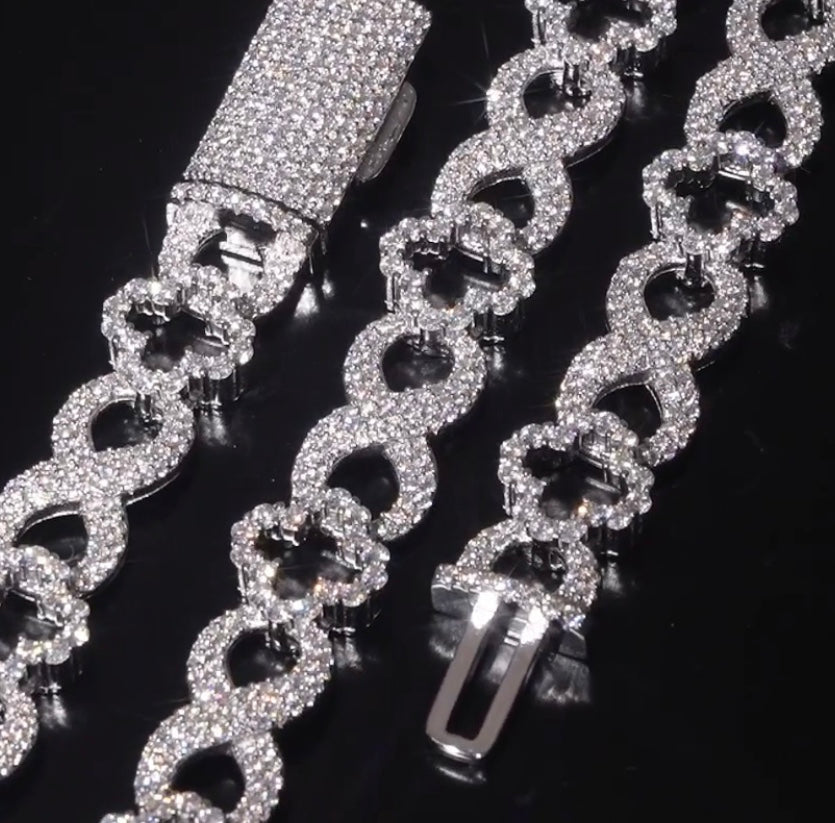 10mm Custom Infinity Link Chain - 925 Silver Rose or White Gold