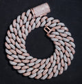 18mm Two-Tone Cuban Chain - Rose & White Gold Moissanite