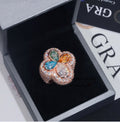 Custom Multi-Color Clover Ring - Rose Gold Over 925 Silver