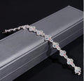 Blue and Pink Custom Cross Bracelet - 18K White Gold Plated