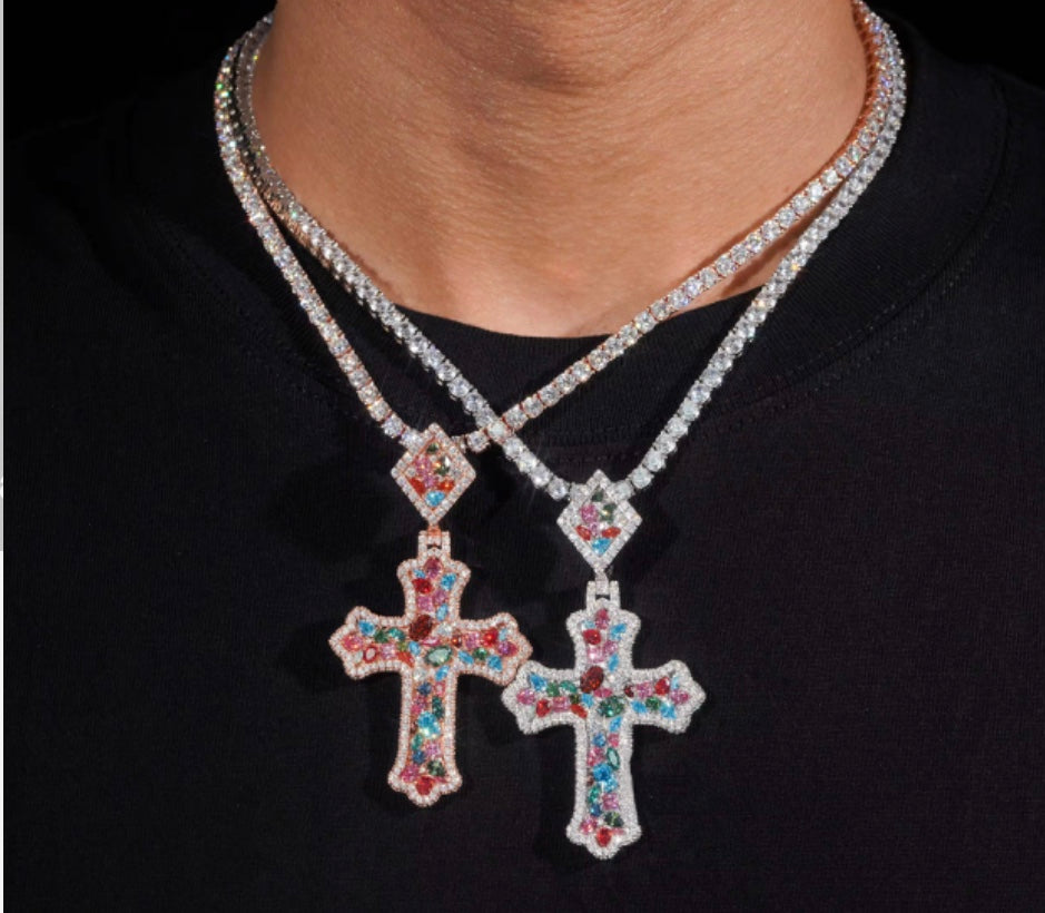 Custom Moissanite Jesus Piece with 18K White Gold Over 925 Silver