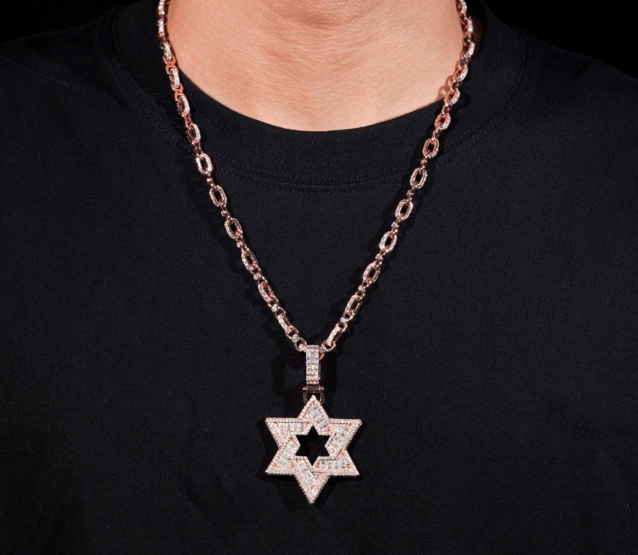Rose Gold Star of David Pendant with Custom Rose Chain