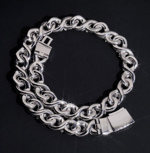 18mm Custom Flower Affinity Link with White Gold Over 925 Silver