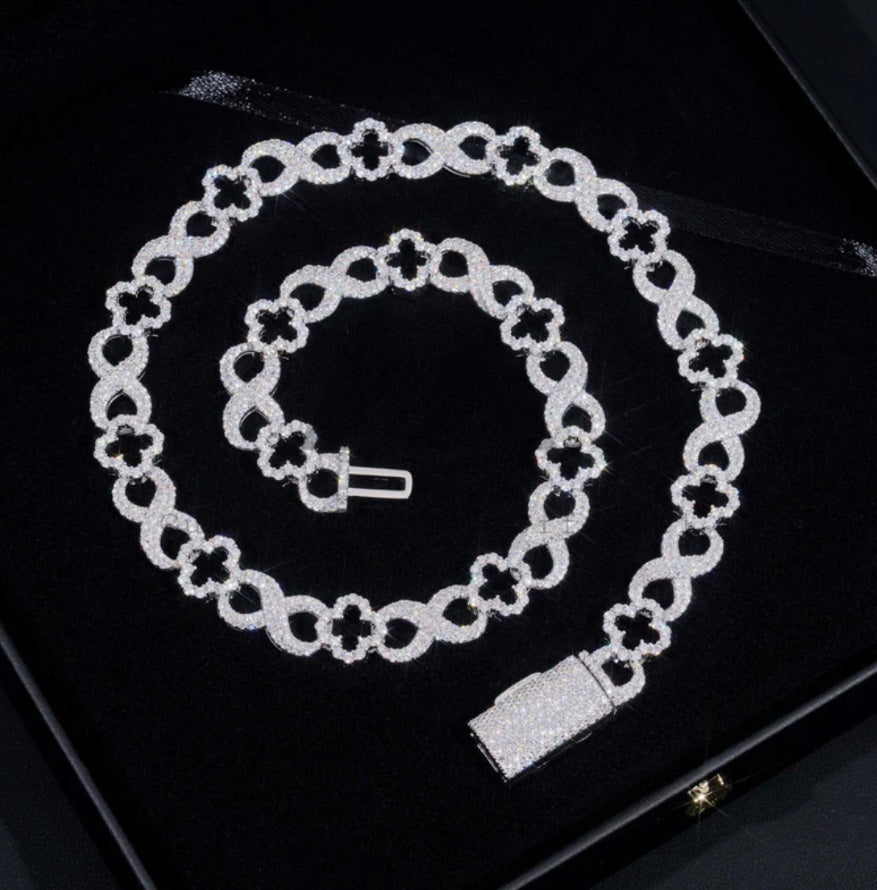10mm Custom Infinity Link Chain - 925 Silver Rose or White Gold