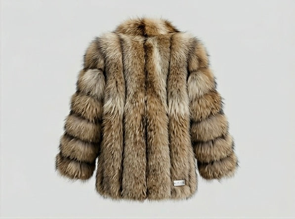 Brueti Women’s Long Raccoon Fur Coat – Signature Luxe Edition