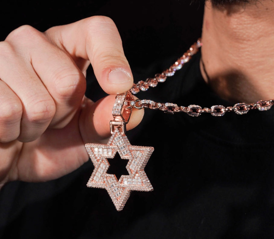 Rose Gold Star of David Pendant with Custom Rose Chain