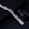 Custom Blue and White Moissanite Eye Bracelet - 18K White Gold Over 925 Silver