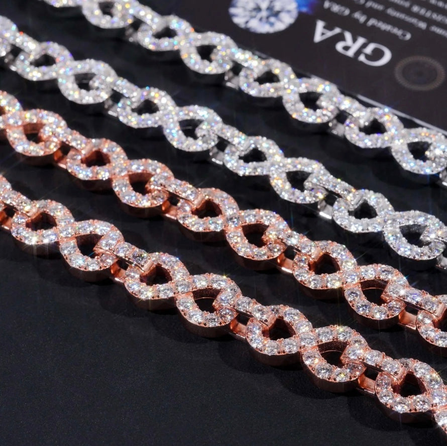 10mm Custom Infinity Link Chain - 925 Silver Rose or White Gold