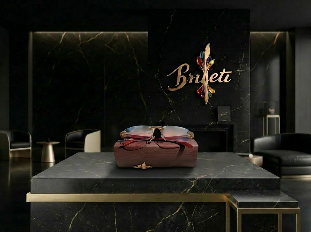 Brueti Crystal Pink and Blue Frameless Sunglasses