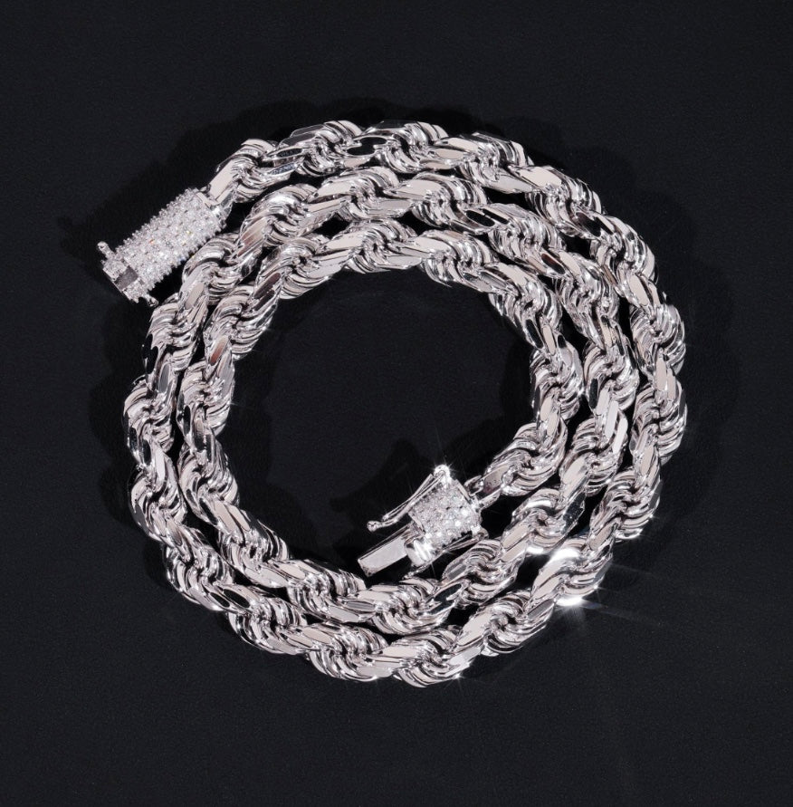 Custom Diamond Clasp Rope Chain - 925 Silver