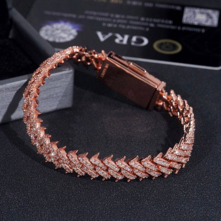 Custom Spike Cuban Chain - Rose Gold 925 Silver Moissanite