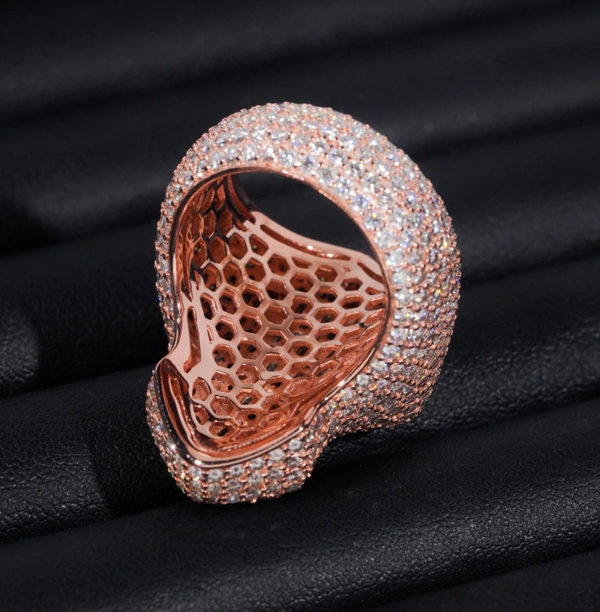 Custom Baguette Cross Ring - 18K Rose Gold Over 925 Silver