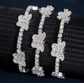 3mm Butterfly Moissanite Tennis Bracelet - 18K White Gold Over 925 Silver