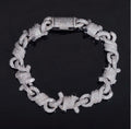 Custom 12mm Barbwire Moissanite Bracelet - White/Rose Gold - 18K Over 925 Silver