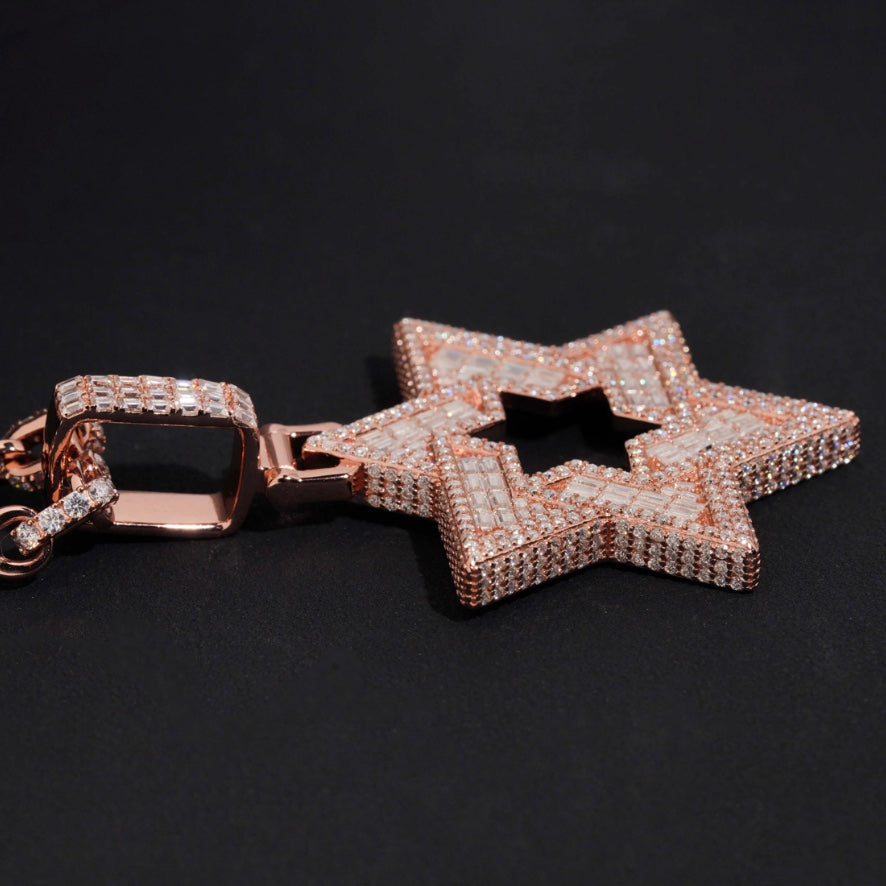 Rose Gold Star of David Pendant with Custom Rose Chain