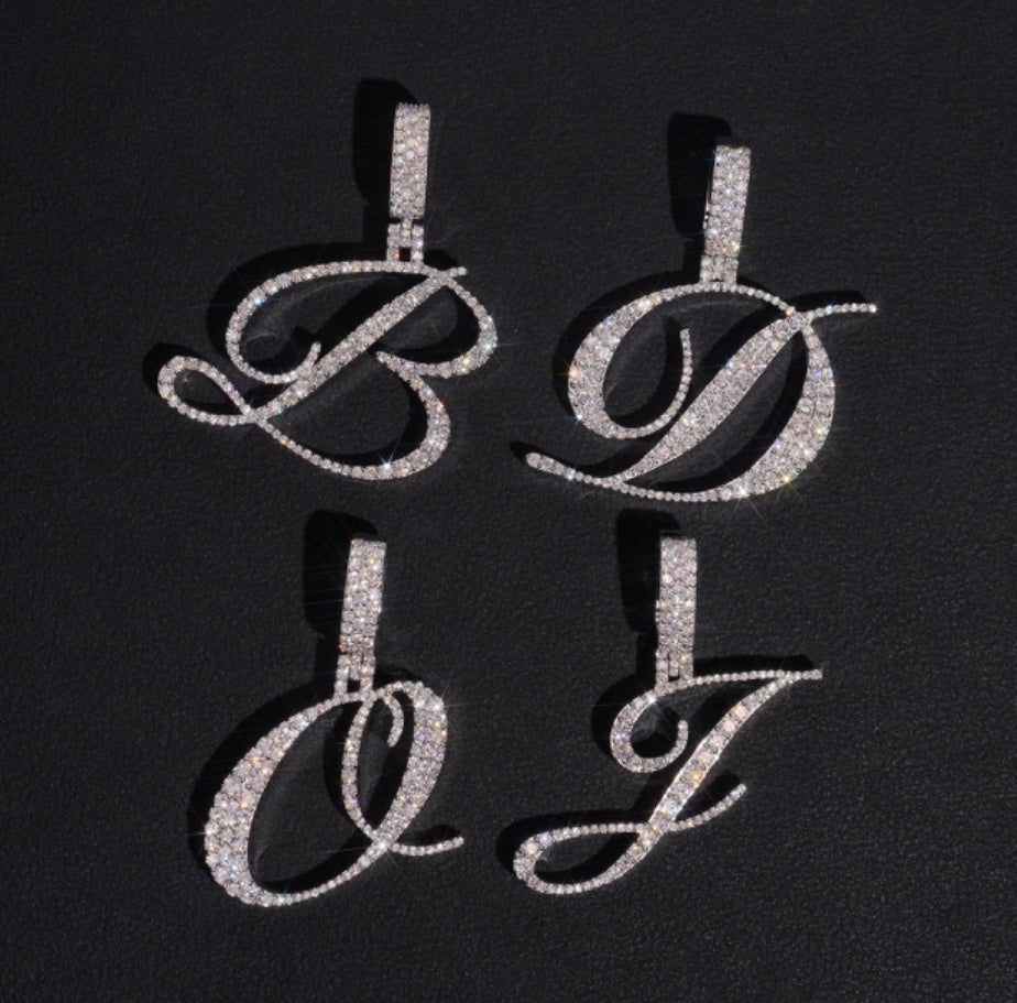 Custom A to Z Pendant with 18K White Gold Over 925 Silver