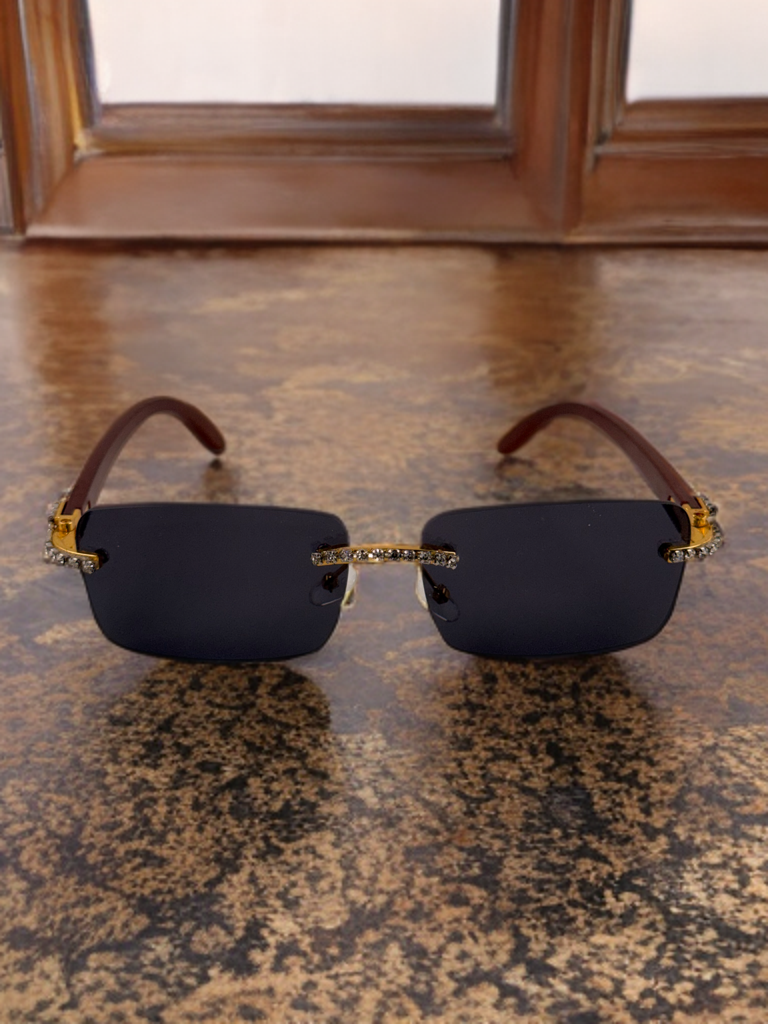 Brueti Crystal Purple Frameless Sunglasses