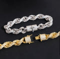 Custom Moissanite Lock Rope Bracelet - 18K White or Yellow Gold over 925 Silver