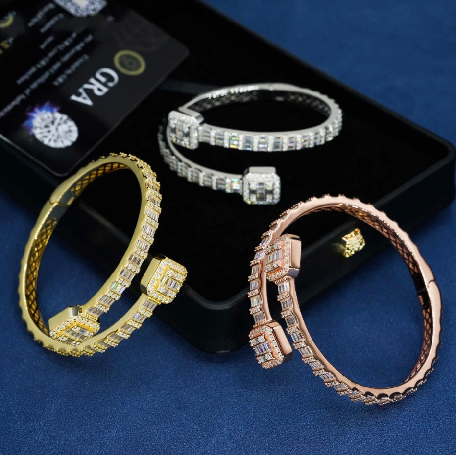 Custom Baguette Moissanite Bangle