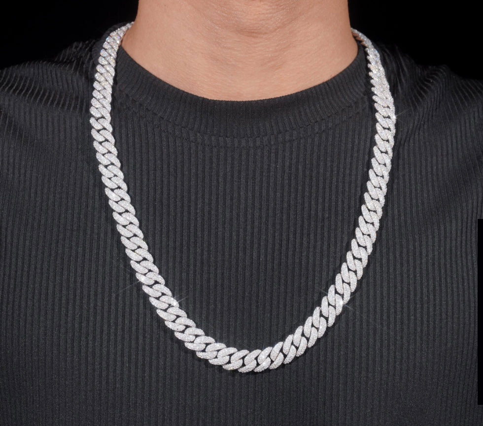 12mm Moissanite Cuban Chain 925 Silver