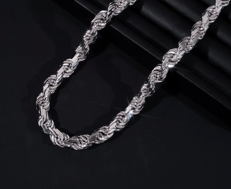 Custom Diamond Clasp Rope Chain - 925 Silver