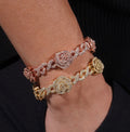 Custom Rose Infinity Link Moissanite Bracelet - Rose/Yellow Gold - 18K Over 925 Silver
