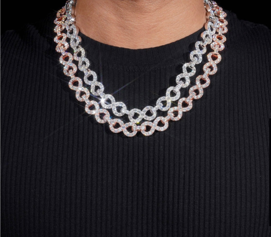 10mm Custom Infinity Link Chain - 925 Silver Rose or White Gold