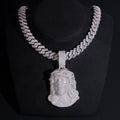 Custom Moissanite Jesus Piece with 18K White Gold Over 925 Silver