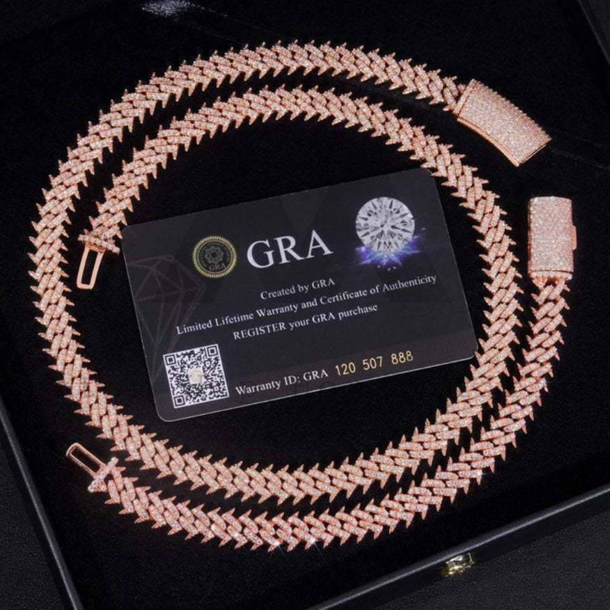 Custom Spike Cuban Chain - Rose Gold 925 Silver Moissanite
