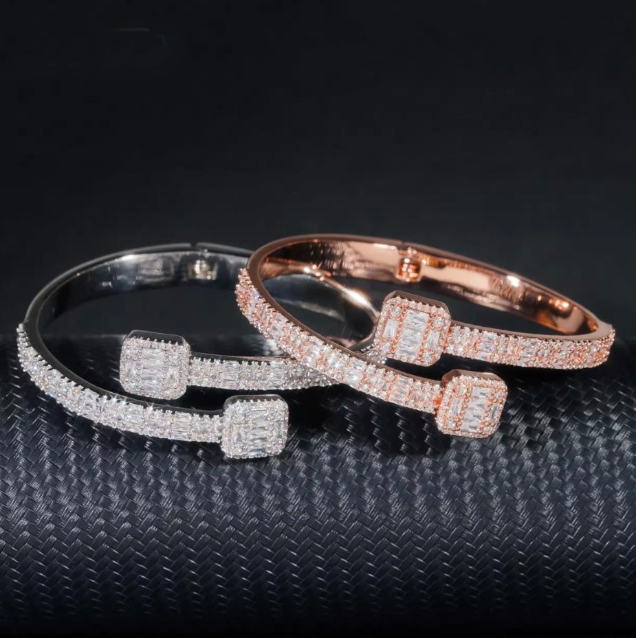 Custom Baguette Moissanite Bangle