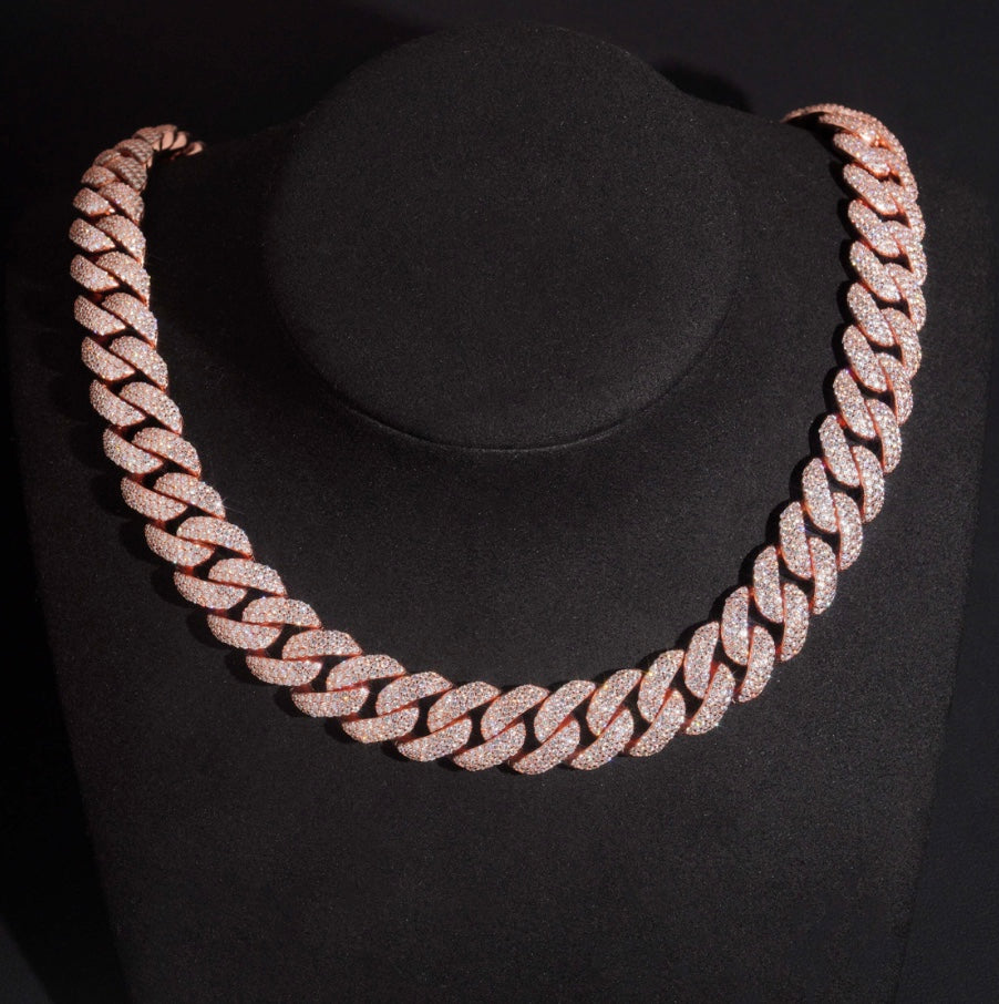 20mm Rose Gold Cuban Chain - 925 Silver