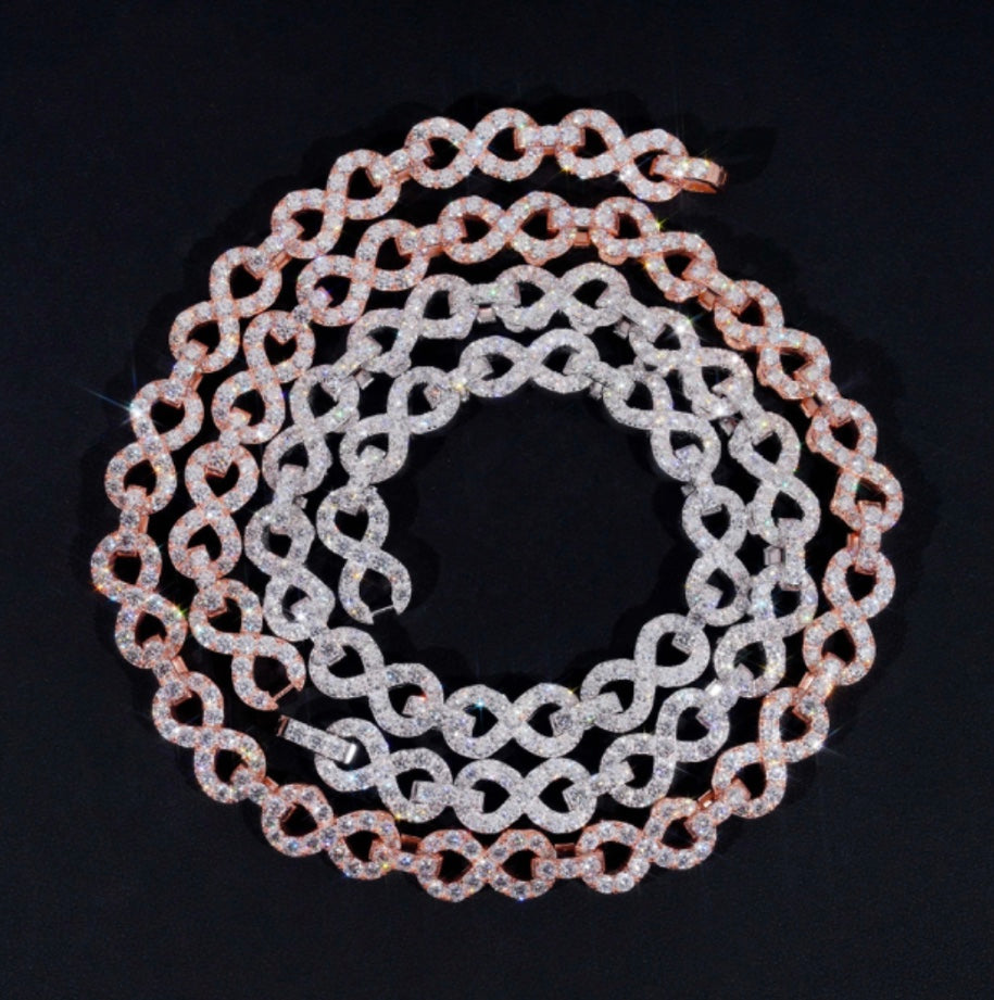 10mm Custom Infinity Link Chain - 925 Silver Rose or White Gold