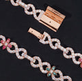 10mm Rose Gold Blue and Red Moissanite Affinity Custom Link 925 Silver