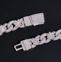 18mm Custom Flower Affinity Link with White Gold Over 925 Silver