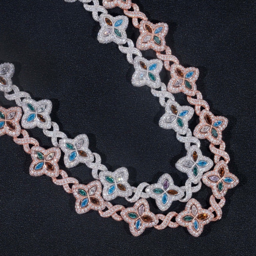 Custom Aqua Blue and Pink Clover Infinity Bracelet