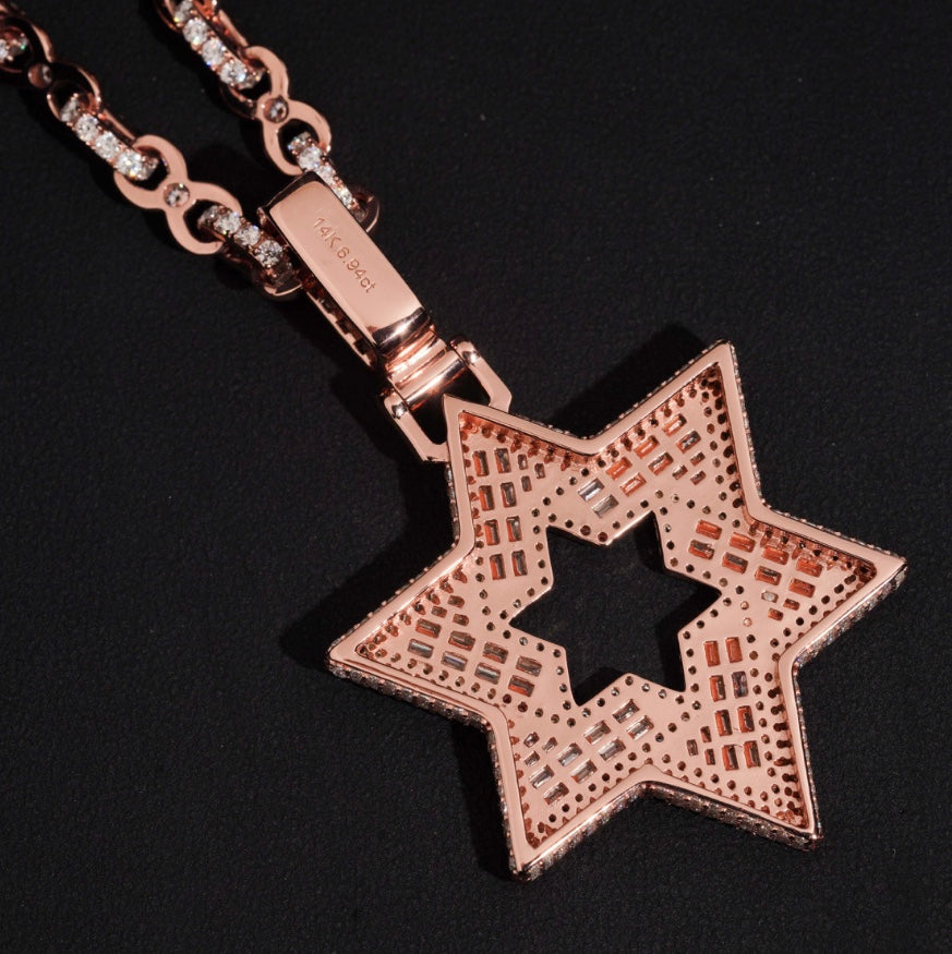 Rose Gold Star of David Pendant with Custom Rose Chain