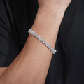 8mm Moissanite Cross Row Bracelet - 18K White Gold Over 925 Silver