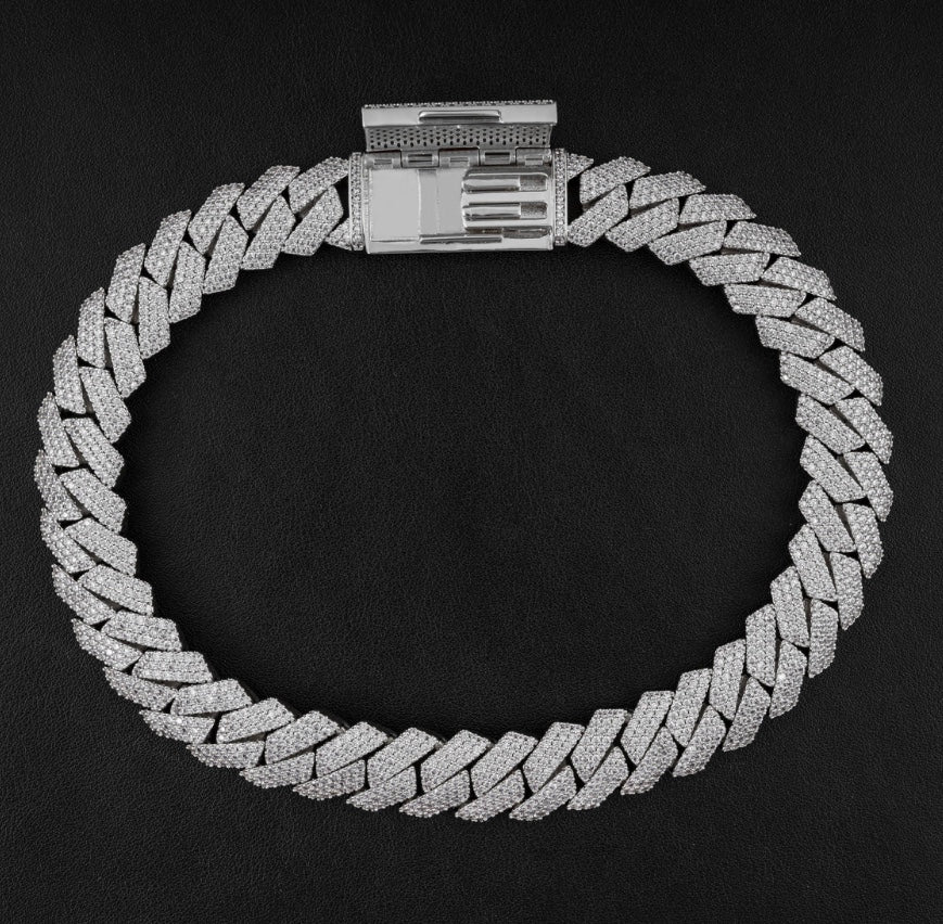 15mm Cuban Chain - 925 Silver Moissanite