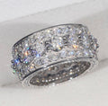 Custom Eternity Band Moissanite Ring - 18K White Gold Over 925 Silver