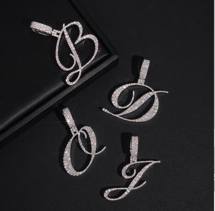 Custom A to Z Pendant with 18K White Gold Over 925 Silver