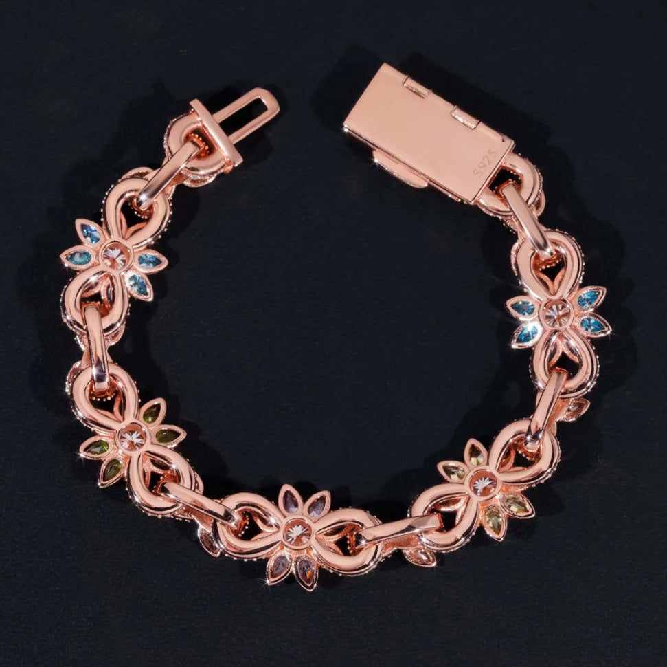 Custom Aqua Blue Moissanite Infinity Link Bracelet