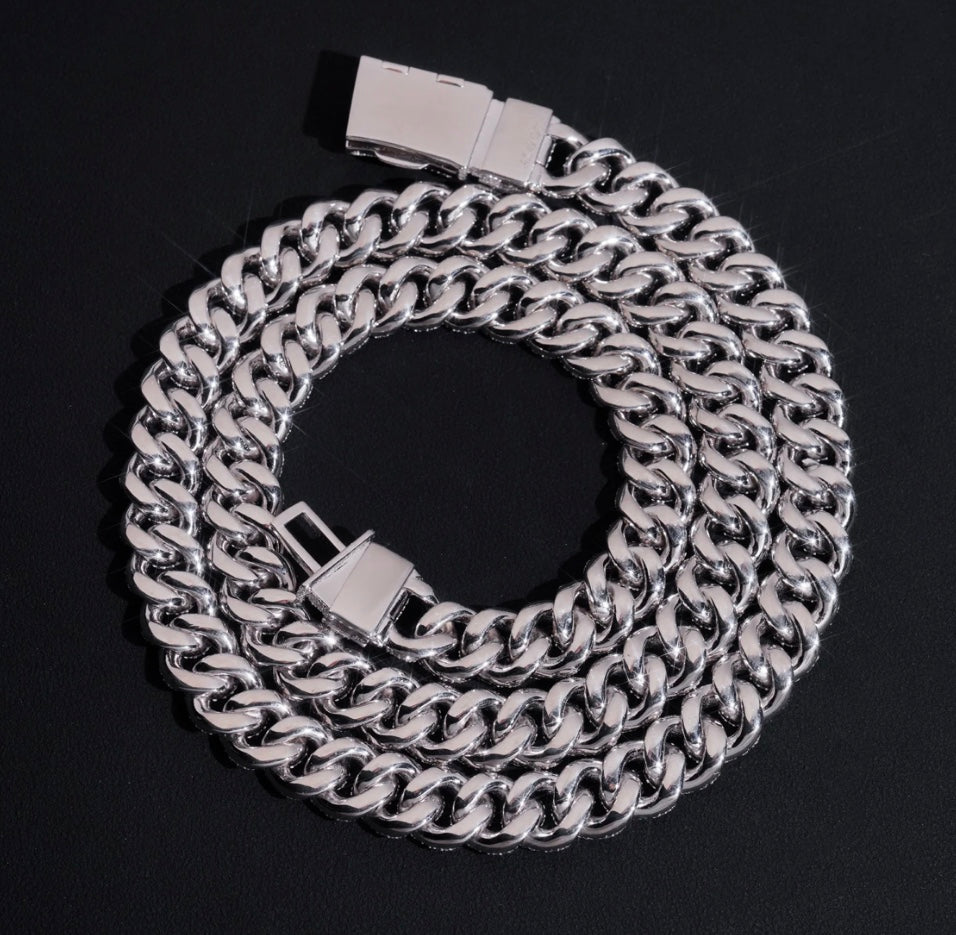 12mm Moissanite Cuban Chain 925 Silver