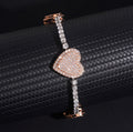 3mm Moissanite Heart Tennis Bracelet with Rose Gold Over 925 Silver