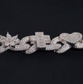 Custom 15mm Cross and Heart Moissanite Infinity Bracelet